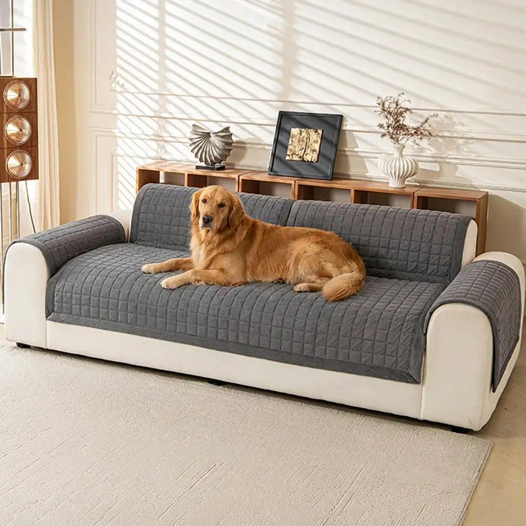 Quilted Square Simple Comfortable Sofa Protector Non-Slip Couch Cover 7