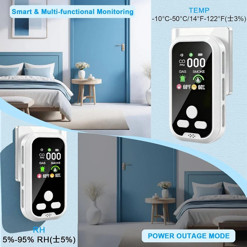 Rechargeable CO and Gas Detector with Smoke Alarm and LCD Display 2