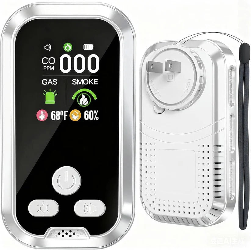 Rechargeable CO and Gas Detector with Smoke Alarm and LCD Display 5