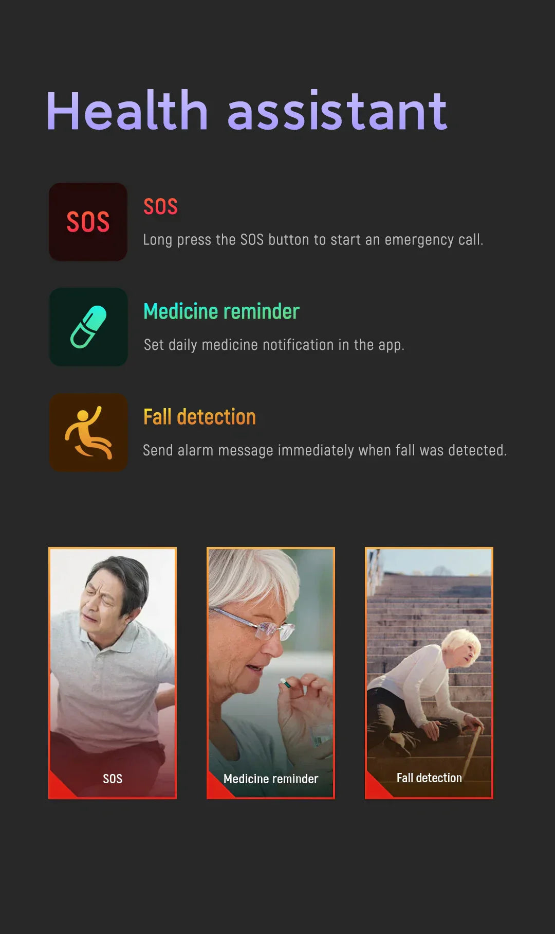 Senior Safety Watch with fall detection and GPS – Smart Care Smartwatch | Bowlift 2