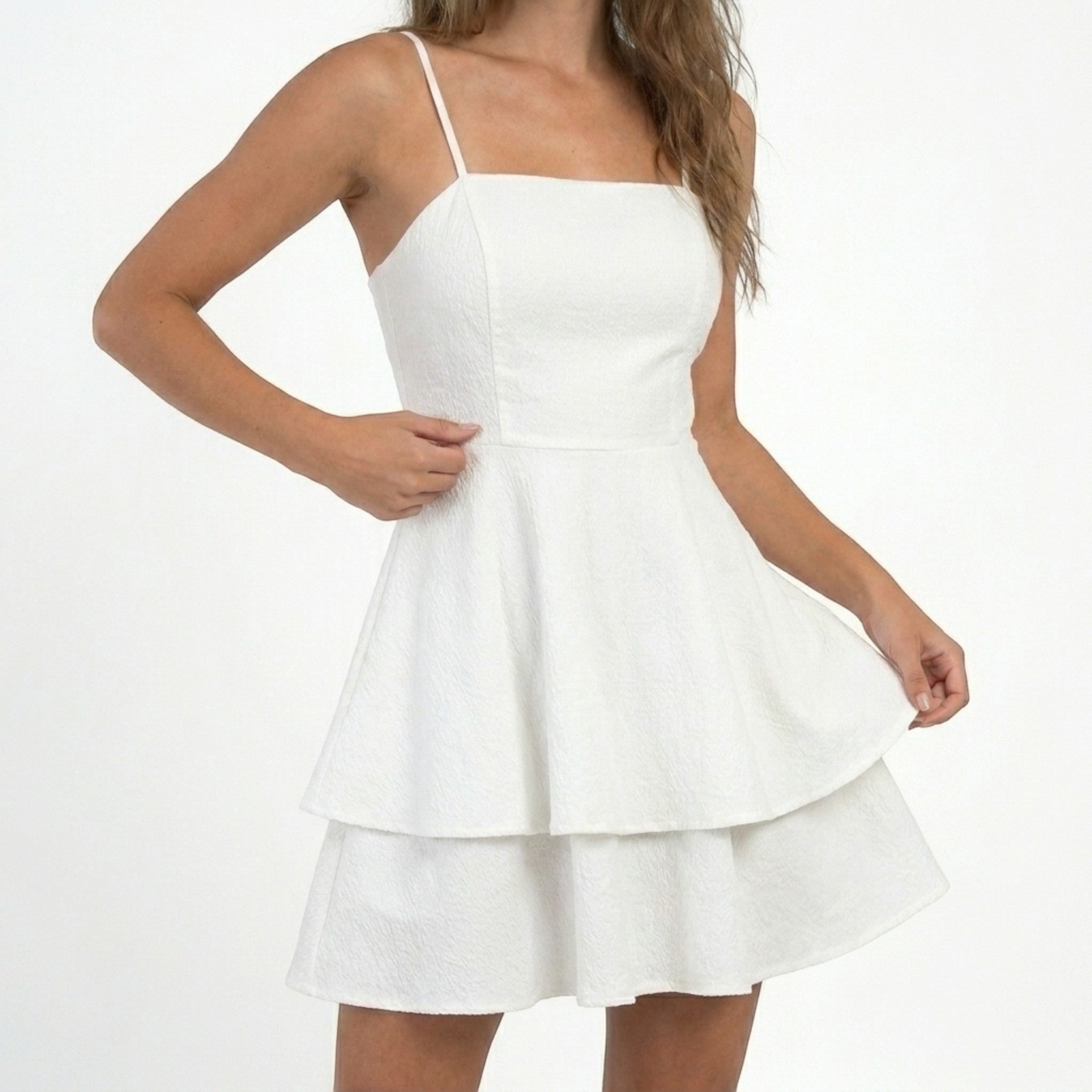 Women's Lightweight Strappy Tiered Mini Dress | Elegant Ruffle Summer Dress