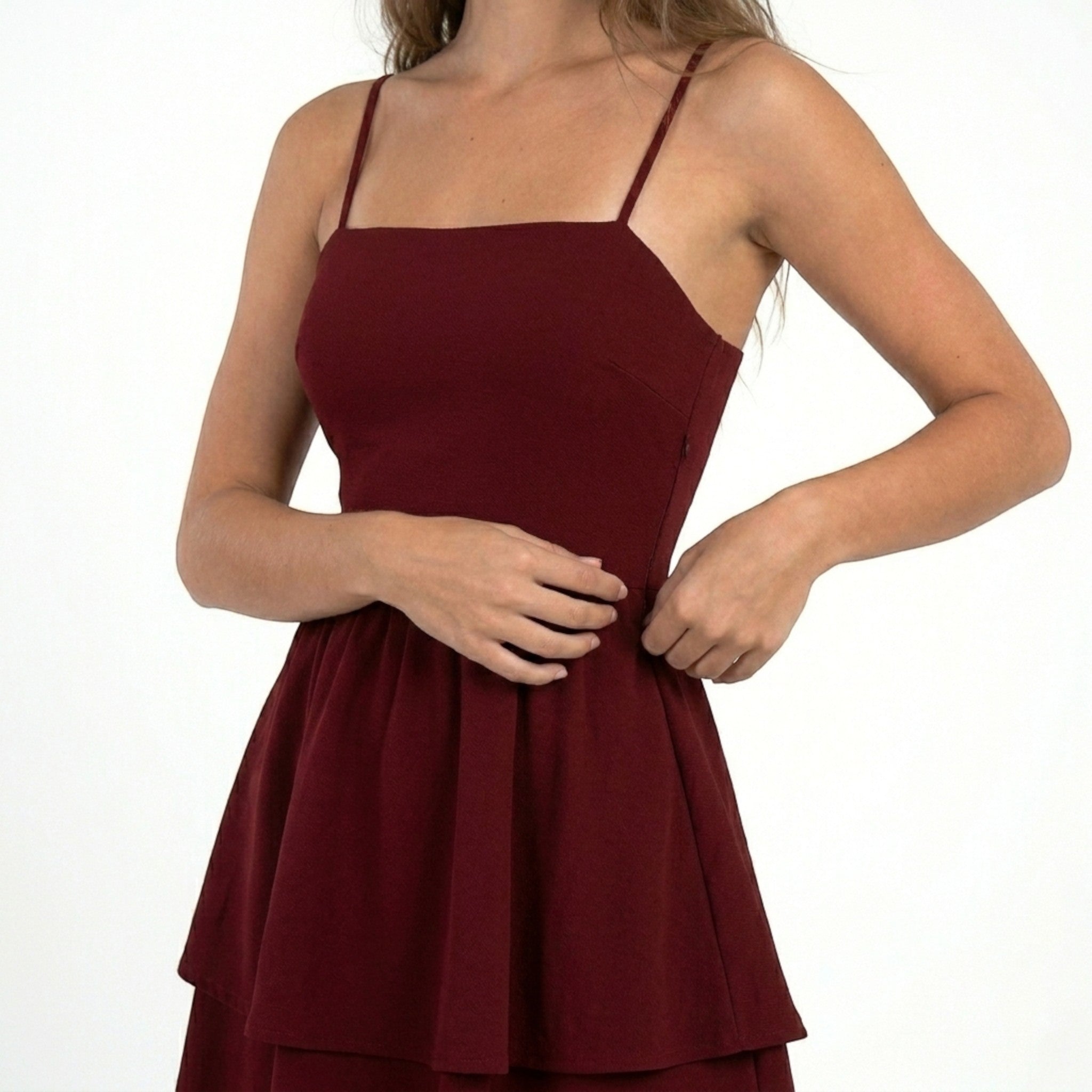Women's Lightweight Strappy Tiered Mini Dress | Elegant Ruffle Summer Dress