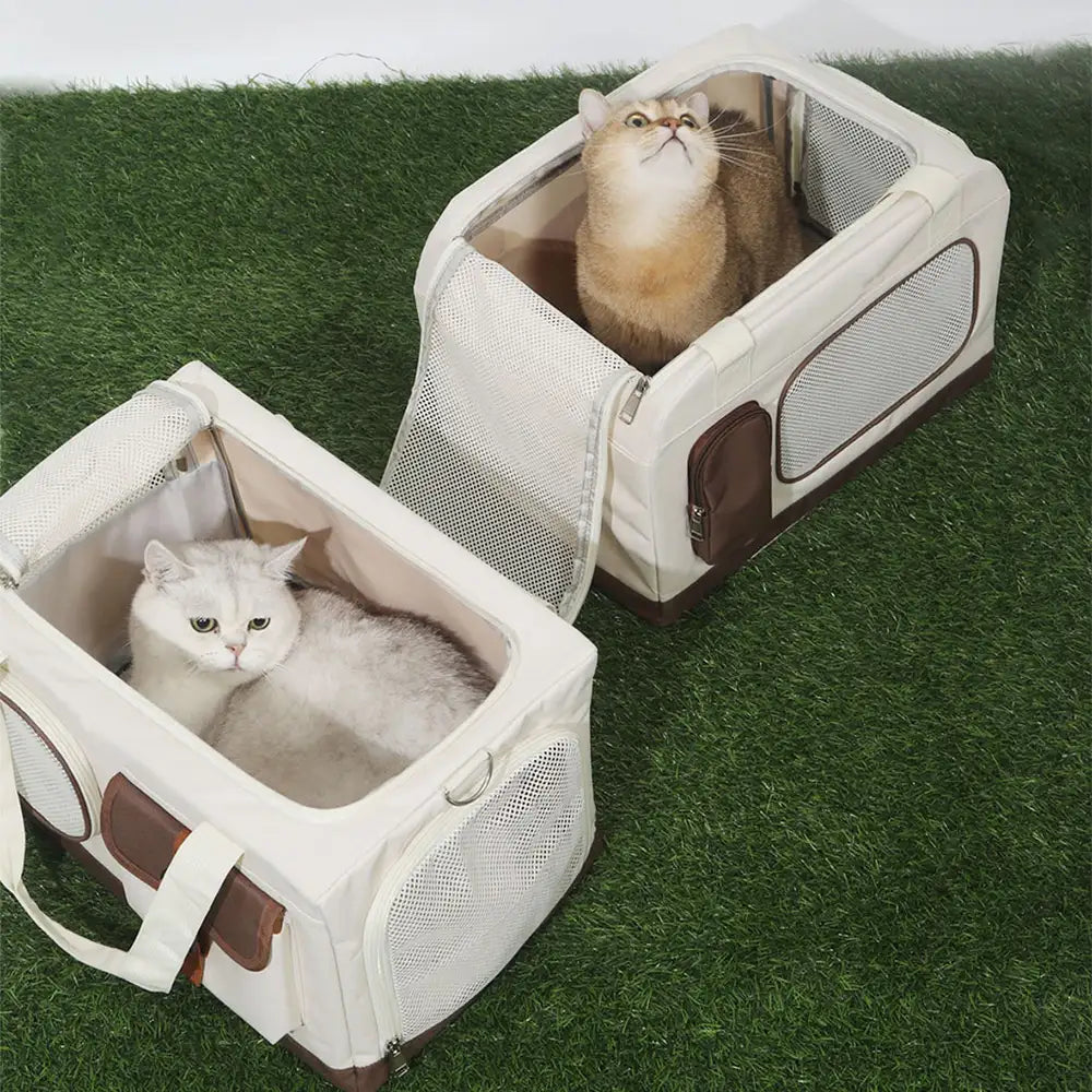 Travel Carrier Double-Layer Foldable Cat Bag with Detachable Trolley 5