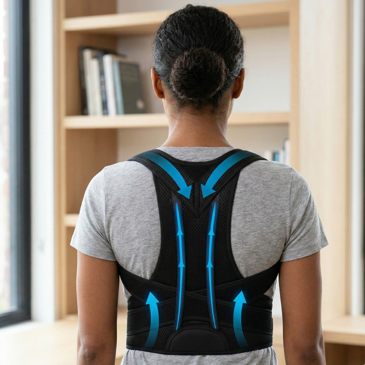 Unisex Adjustable Fabric Posture Brace | Comfortable Back Support for Improved Alignment 1