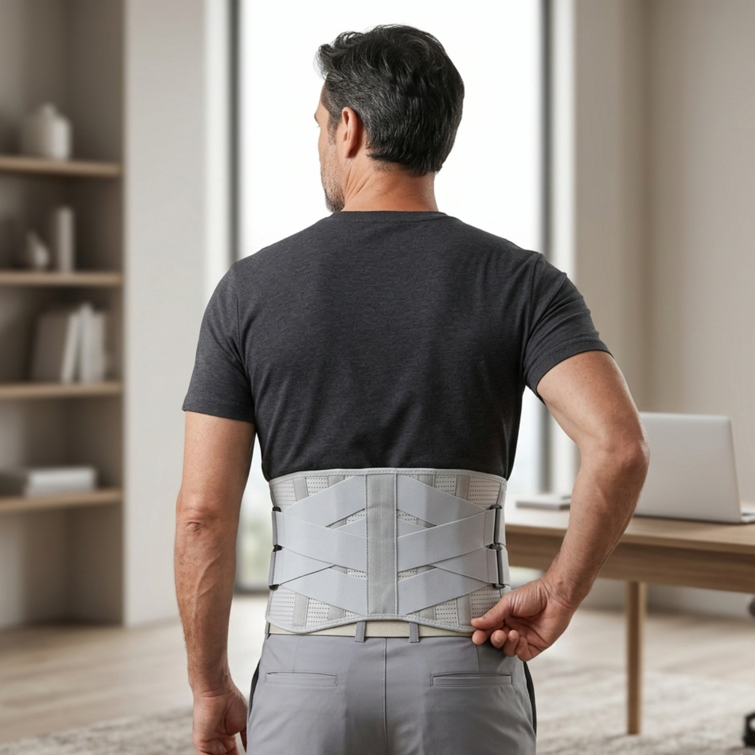 Unisex Adjustable Mesh Back Brace | Comfortable Contoured Back Support for Posture Correction 0