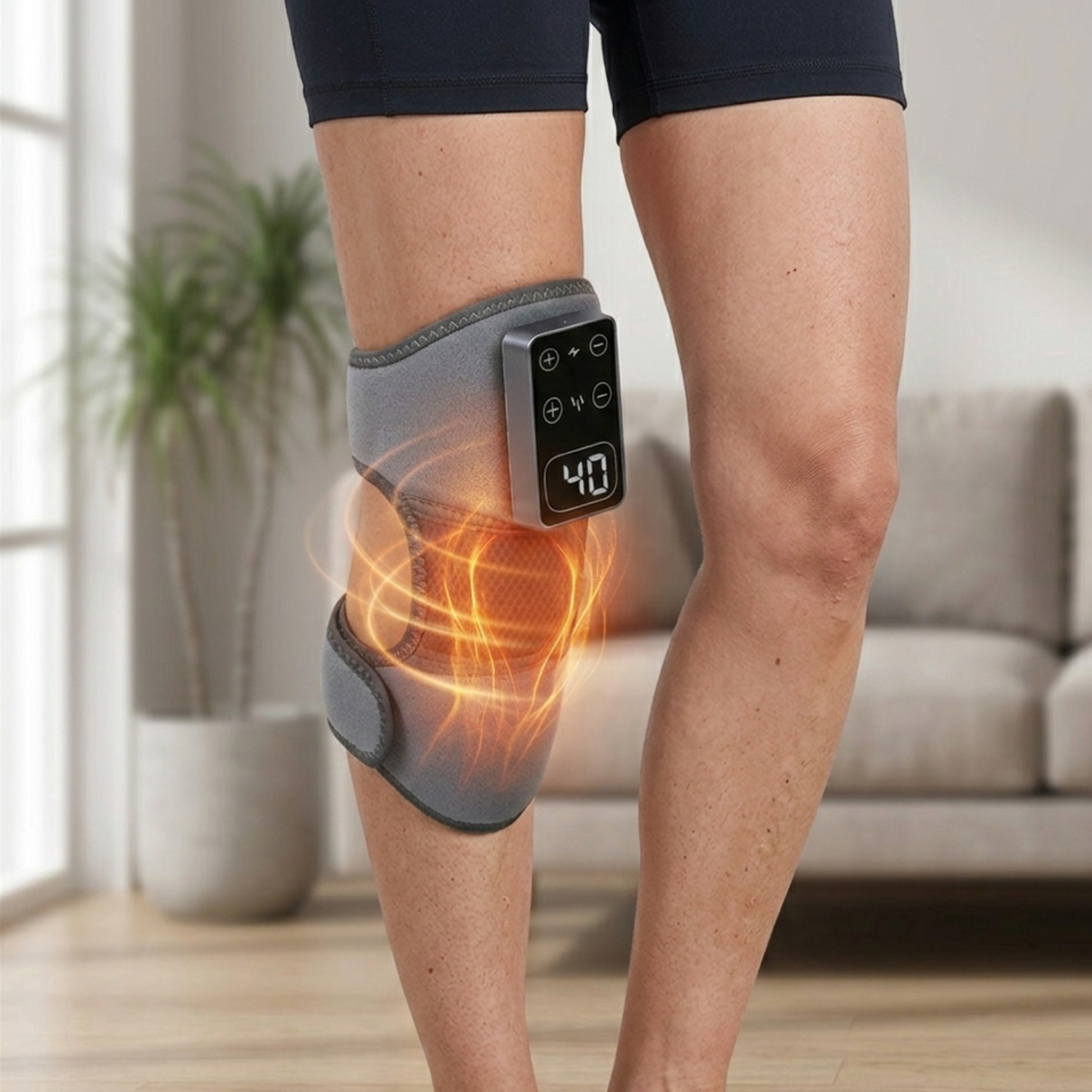 Unisex Soft Fabric Knee Wrap | Heated Vibration Therapy for Joint Comfort | Adjustable Support Sleeve 1