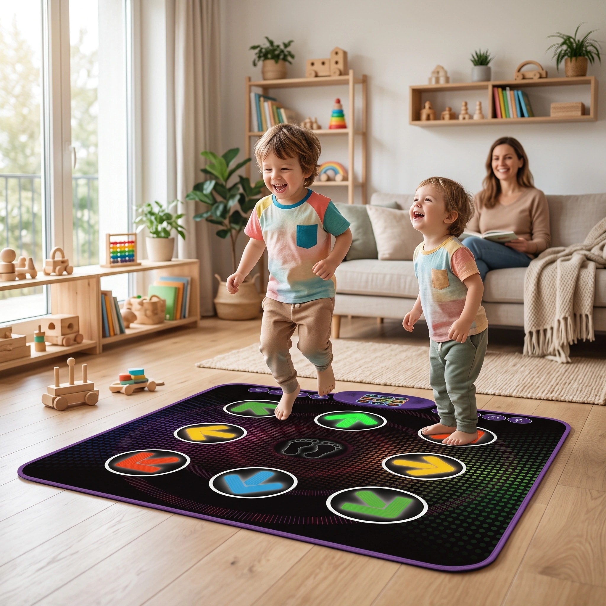 Tapis de danse Bluetooth pour enfants avec pavés lumineux, jeux musicaux et mode deux joueurs