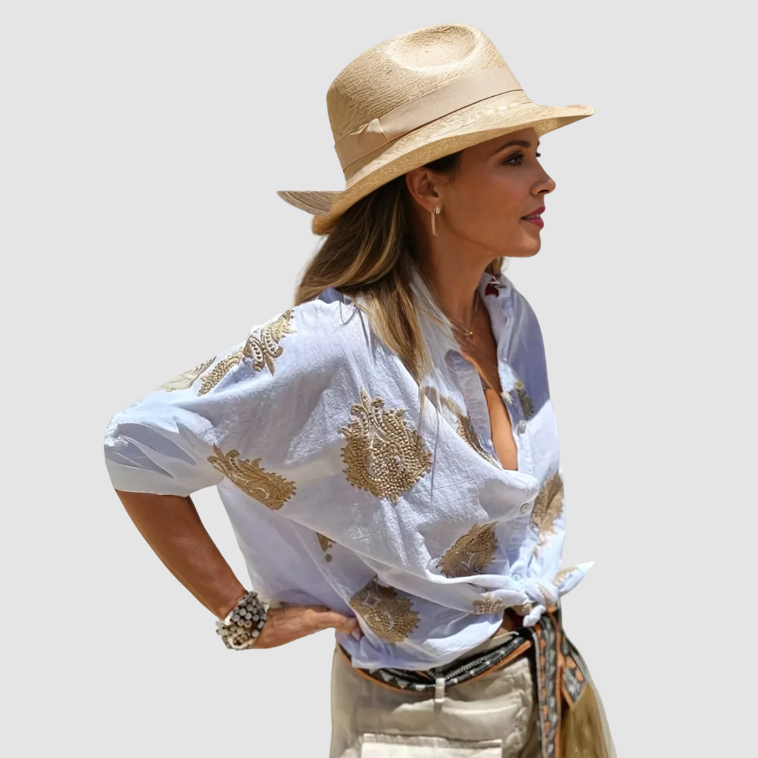 Women's Breathable Fabric Blouse | Flowy Fit Casual Top 0