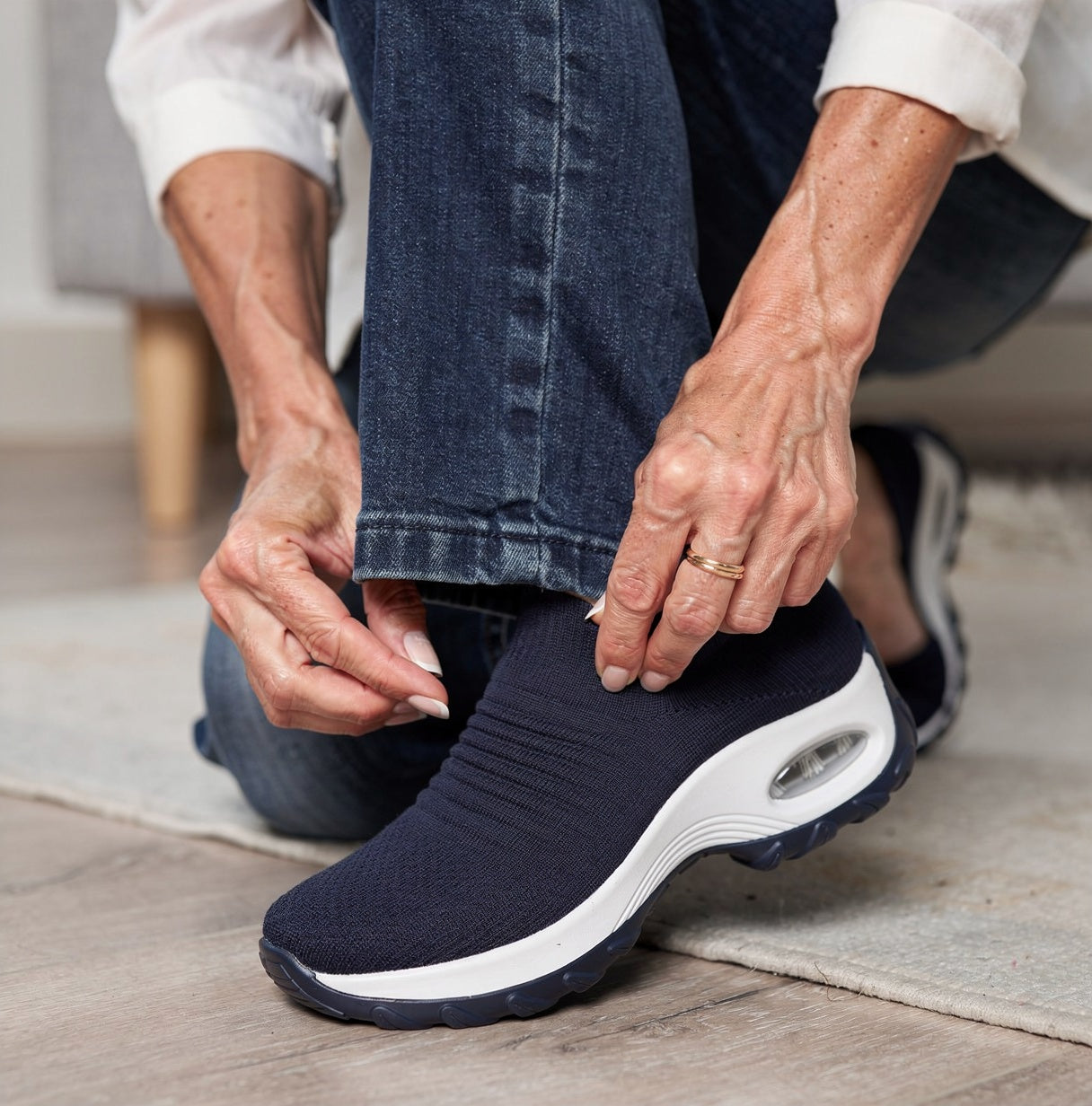 Women's Breathable Synthetic Slip-On Sneakers | Comfortable Arch Support Walking Shoes 1
