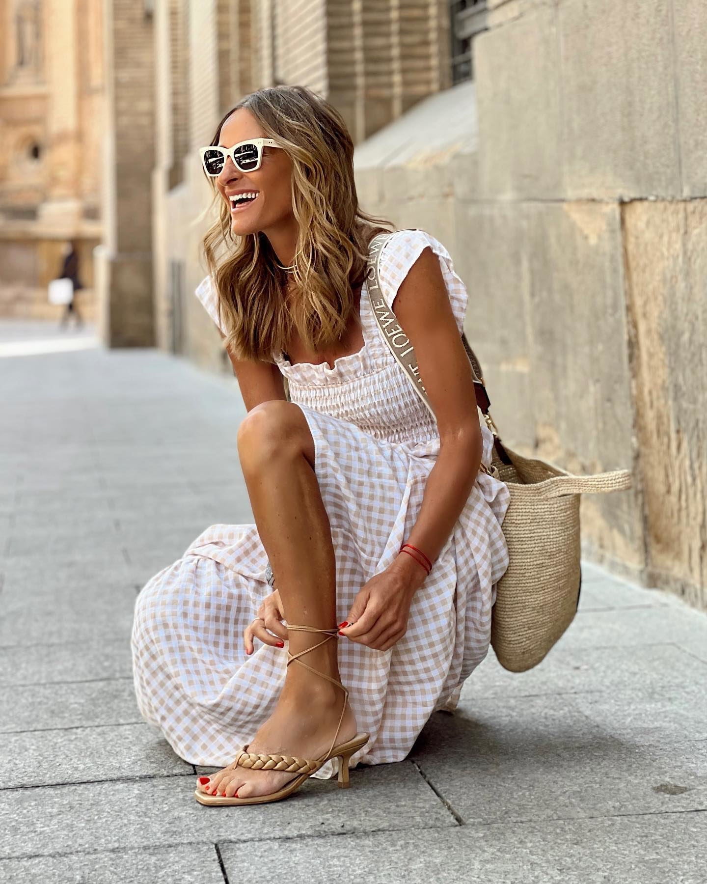Women's Cotton Gingham Maxi Dress | Elegant Flowing Summer Style 4