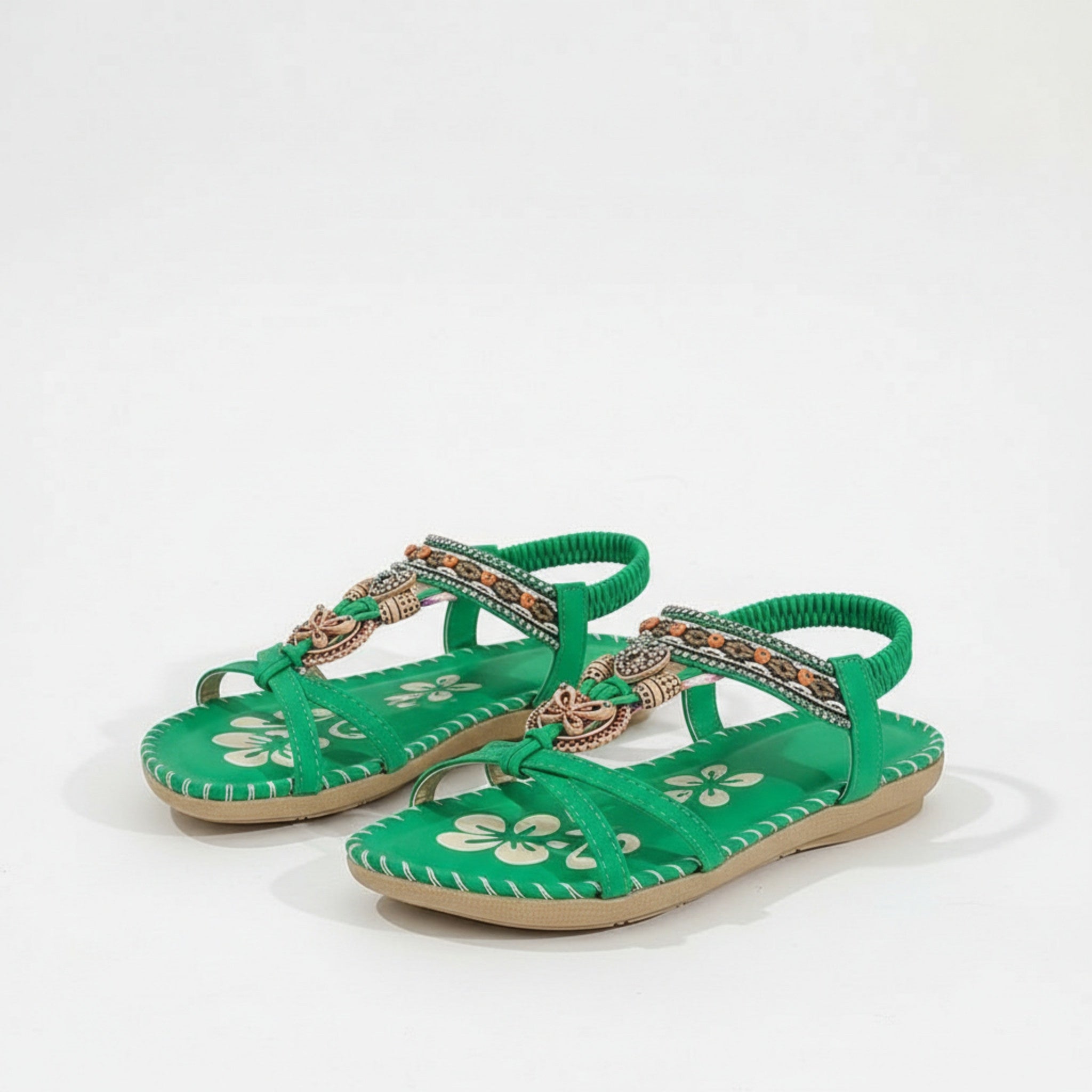 Womens Decorative Bead Flat Sandals | Stylish Open Toe Summer Footwear 11
