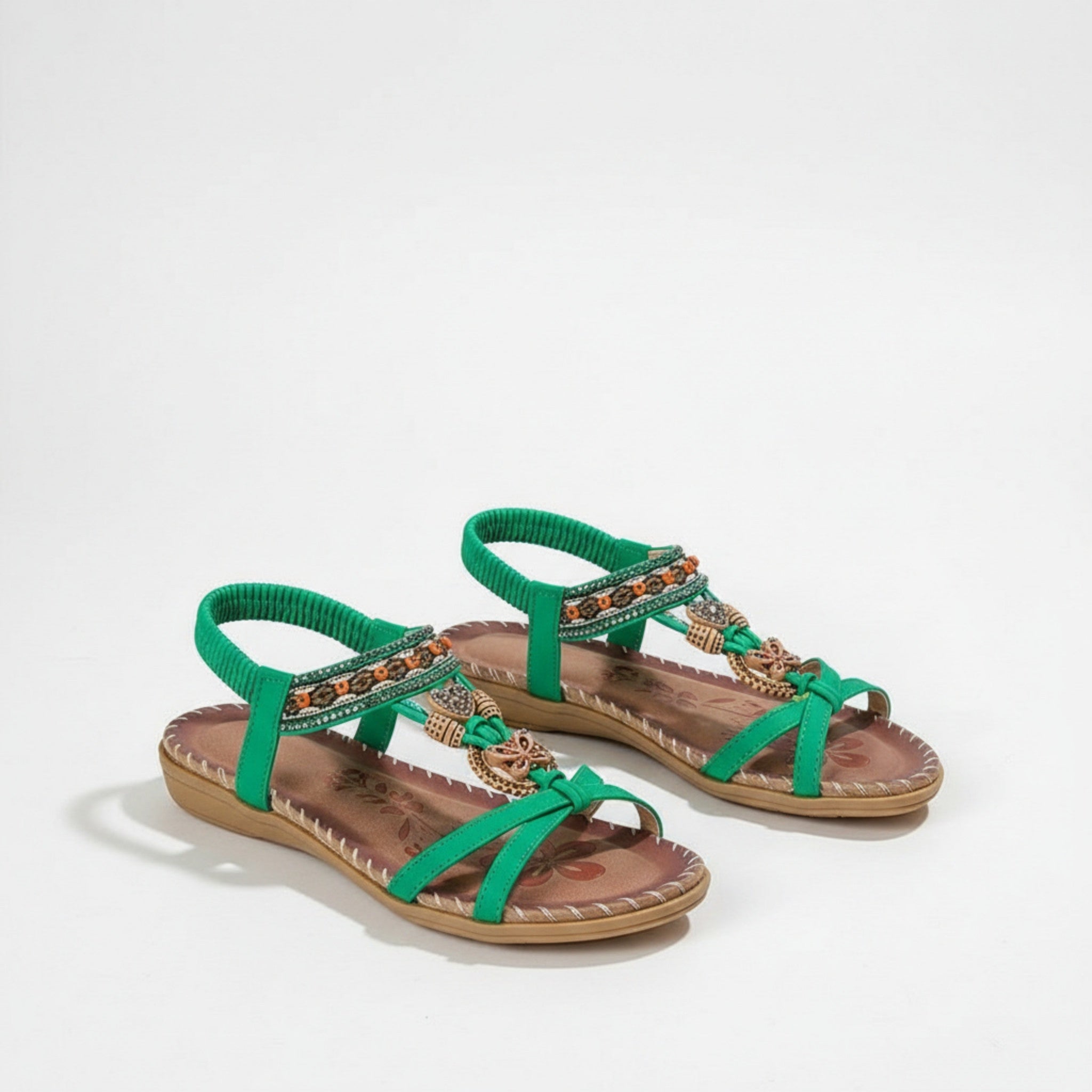 Womens Decorative Bead Flat Sandals | Stylish Open Toe Summer Footwear 10