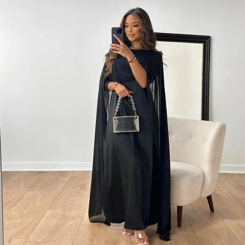 Women's Elegant Cape Maxi Dress | Sophisticated Formal Evening Gown 2