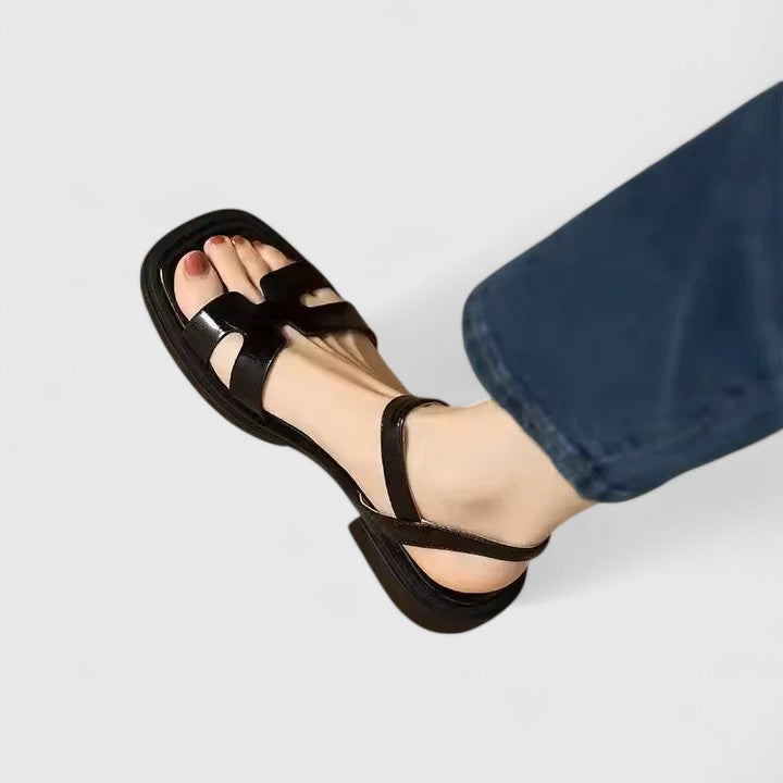 Women's Elegant Leather Sandals | Comfortable Minimalist Summer Flats 0