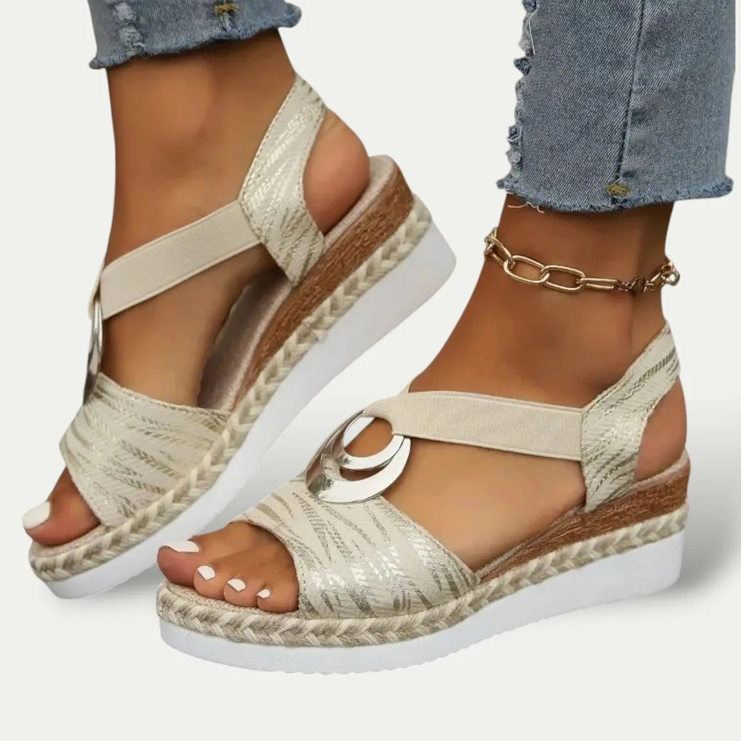 Womens Faux Leather Sandals | Supportive Low Heel Comfortable Summer Shoes 1