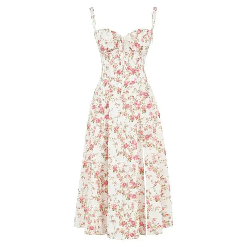 Women's Floral Cotton Midi Dress | Elegant Flowing Summer Cocktail Dress 3