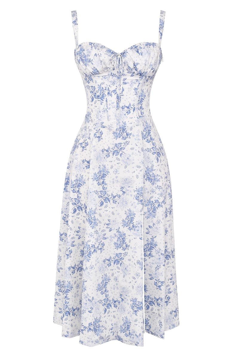 Women's Floral Cotton Midi Dress | Elegant Flowing Summer Cocktail Dress 4