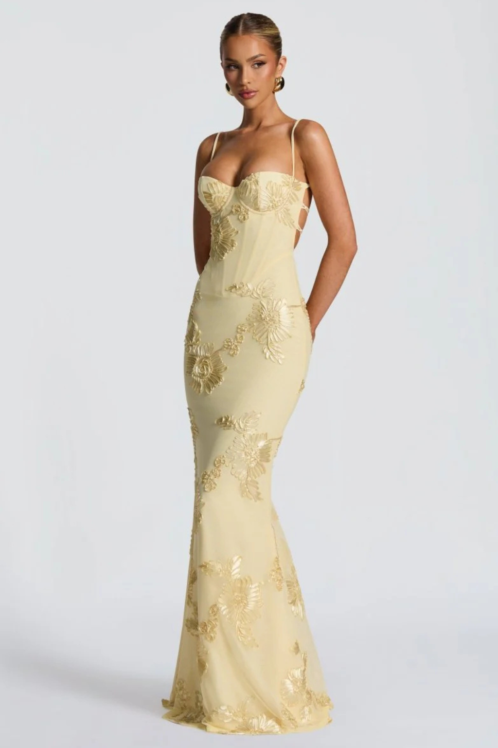 Women's Floral Embroidered Maxi Dress | Structured Corset Cami Style 1