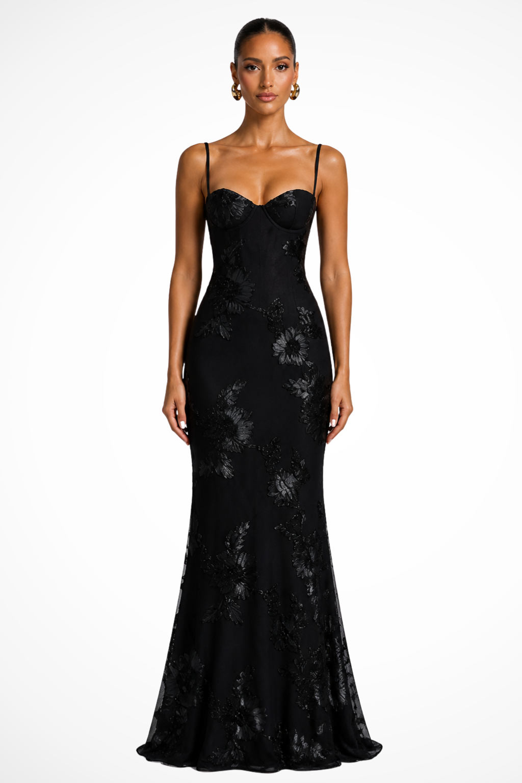 Women's Floral Embroidered Maxi Dress | Structured Corset Cami Style 4