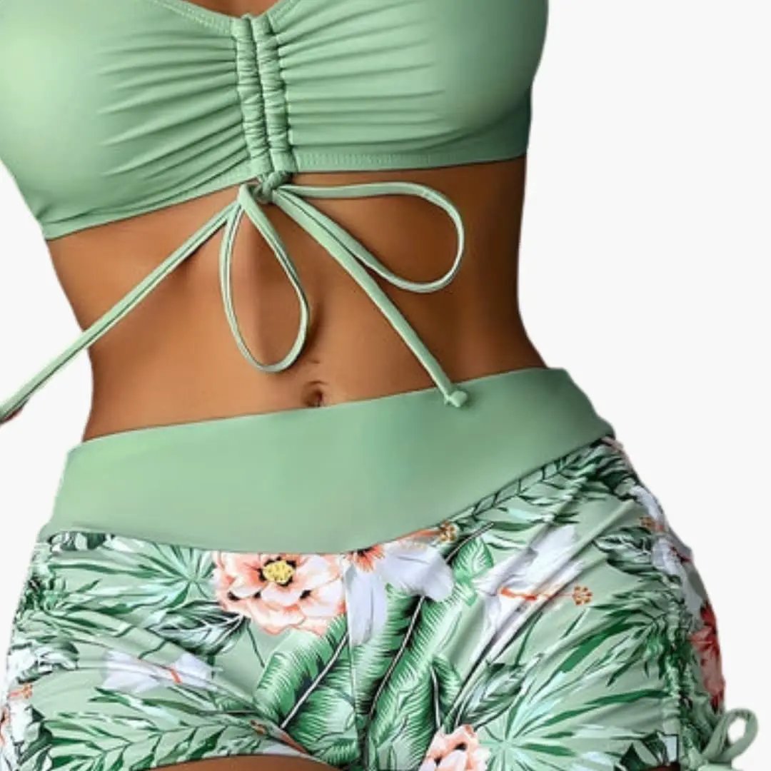 Womens Floral High-Waisted Bikini Set | Stretch Two-Piece Swimwear for Women 2