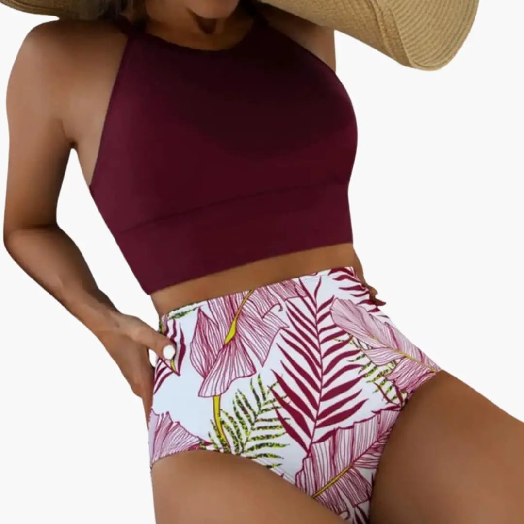 Womens Floral High-Waisted Bikini Set | Stylish Two-Piece Swimwear for Summer 1