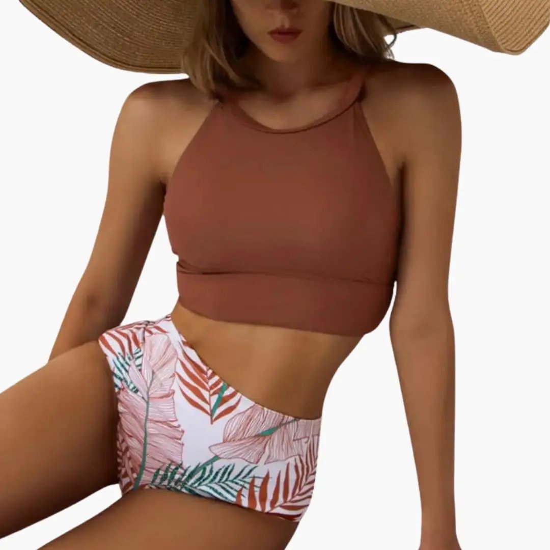 Womens Floral High-Waisted Bikini Set | Stylish Two-Piece Swimwear for Summer 4
