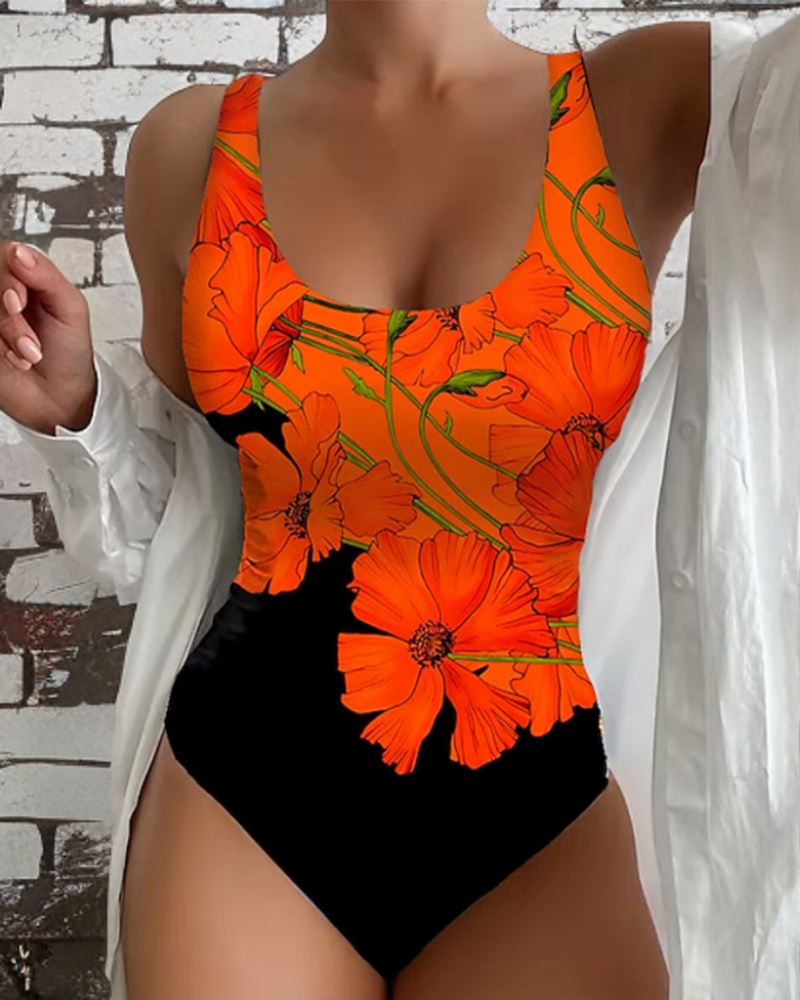 Womens Floral Stretch One Piece Swimsuit | Elegant Flattering Summer Swimwear 1