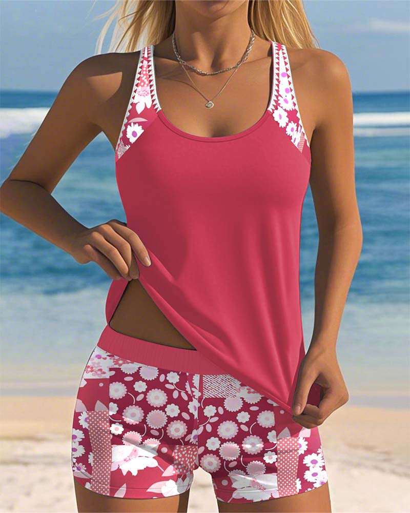 Women's Floral Two-Piece Tankini Swimsuit | Comfortable Fit Summer Swimwear 0