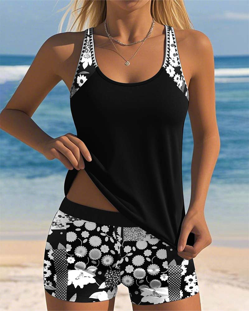 Women's Floral Two-Piece Tankini Swimsuit | Comfortable Fit Summer Swimwear 4