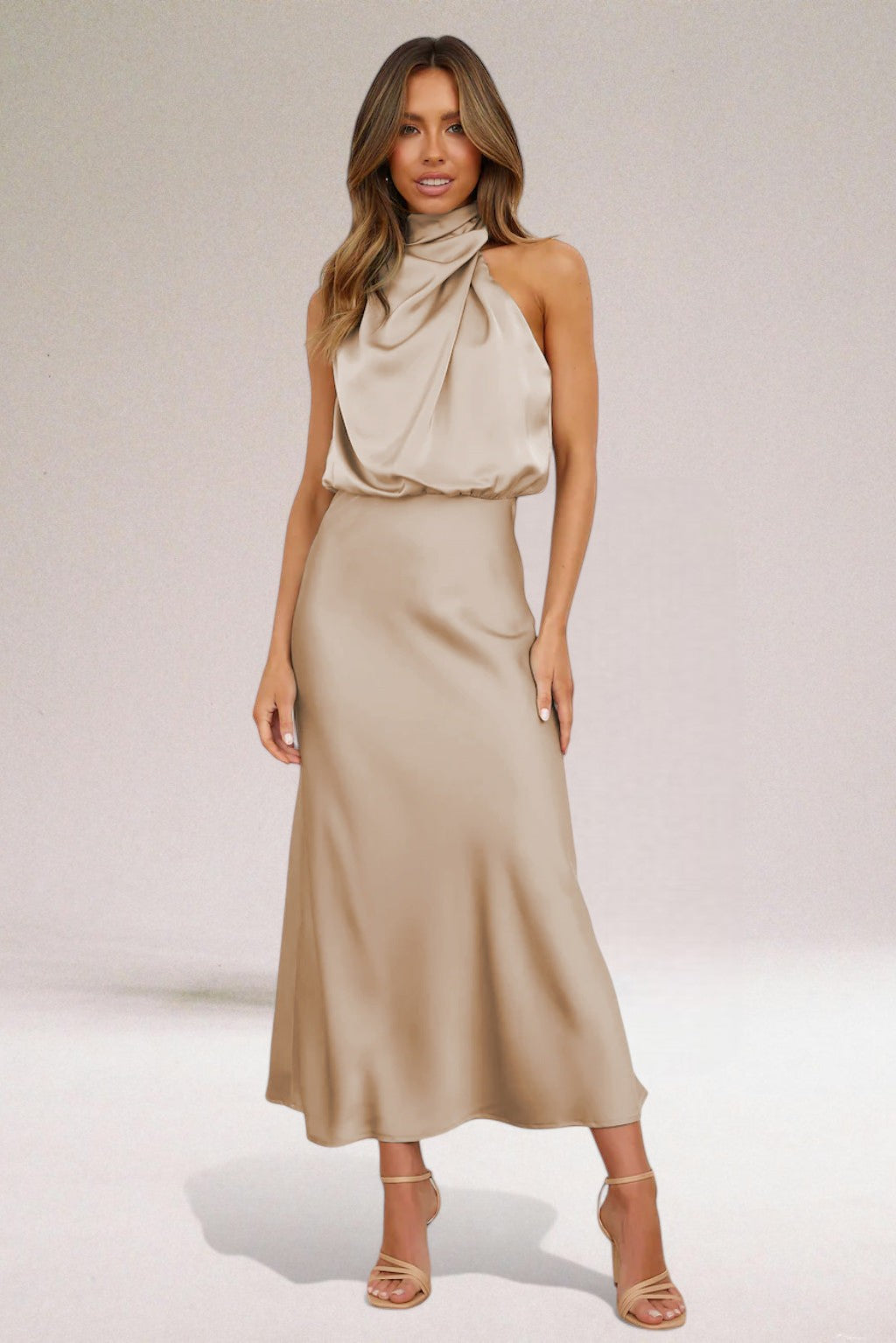 Women's Flowing Chiffon Maxi Dress | Elegant Halter Neck Summer Gown 6