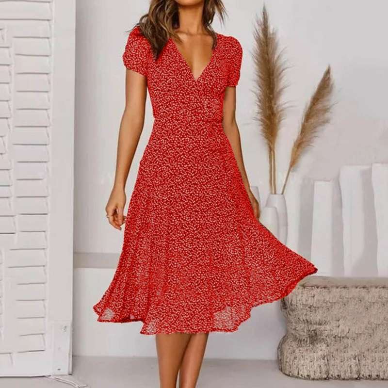Women's High-Quality A-Line Dress | Elegant V-Neck Summer Cocktail Maxi Dress 6