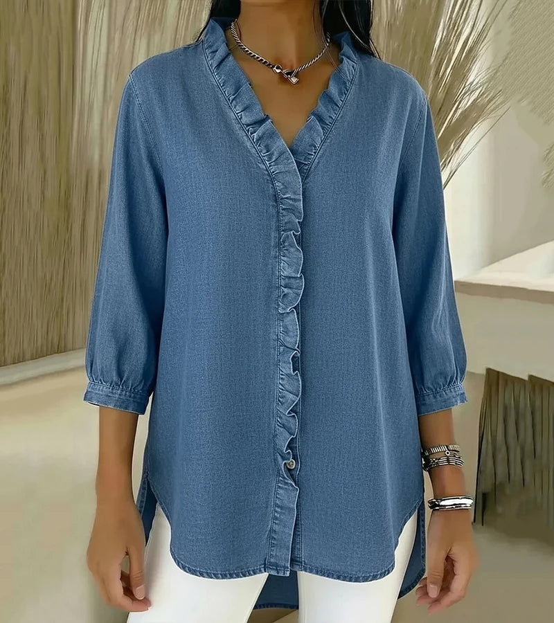 Women's Lightweight Cotton Blouse | Relaxed Fit Ruffled Summer Top 3