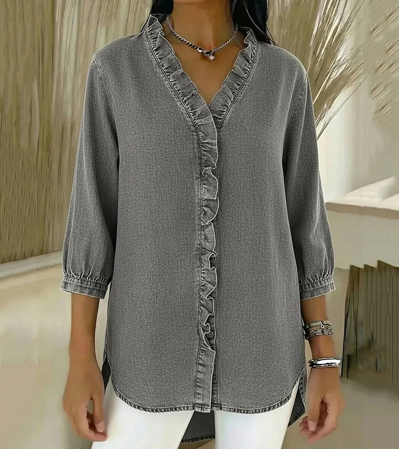 Women's Lightweight Cotton Blouse | Relaxed Fit Ruffled Summer Top 5