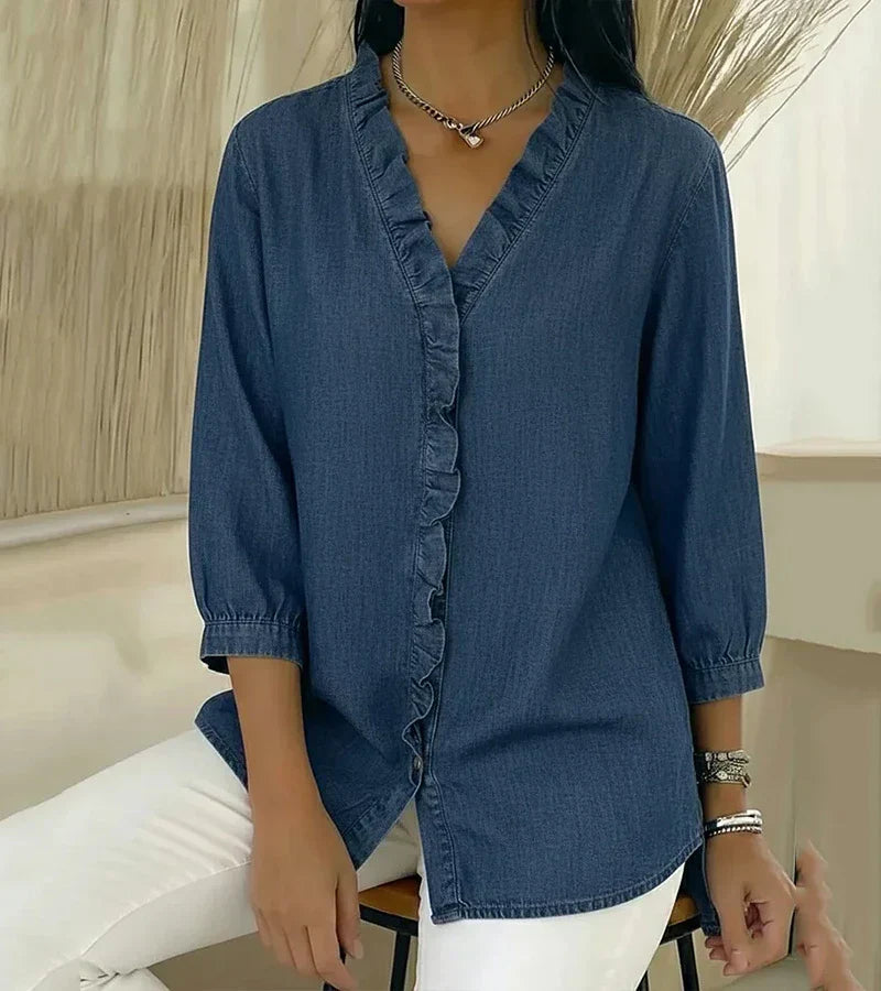 Women's Lightweight Cotton Blouse | Relaxed Fit Ruffled Summer Top 8