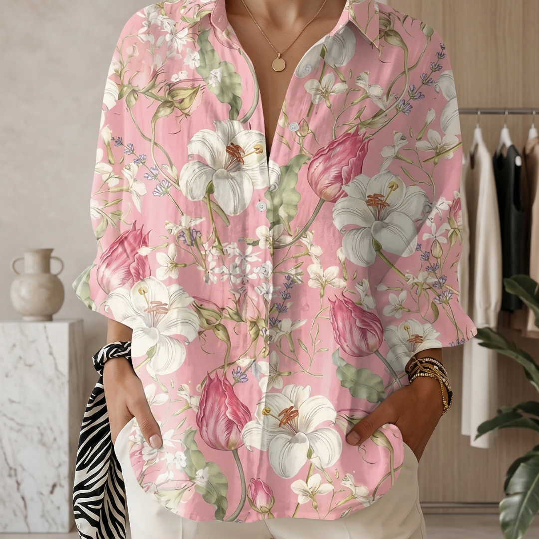 Women's Lightweight Floral Print Blouse | Relaxed Fit Casual Summer Top 0