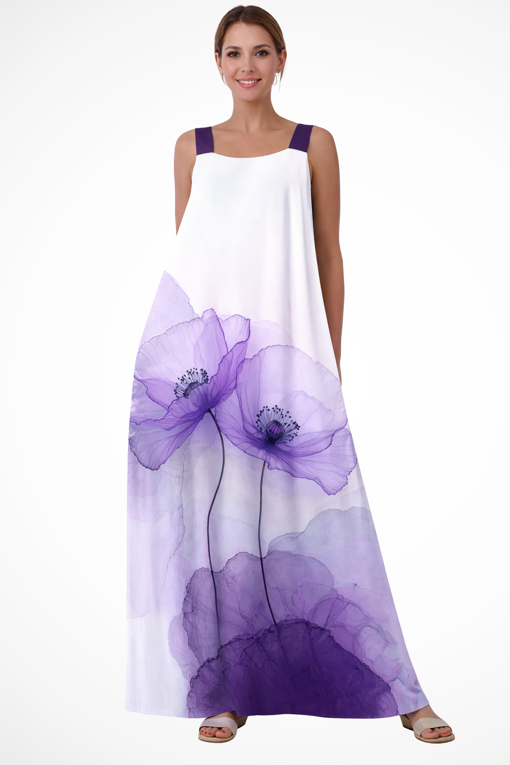 Women's Lightweight Floral Print Maxi Dress | Elegant Sleeveless Summer Gown 0