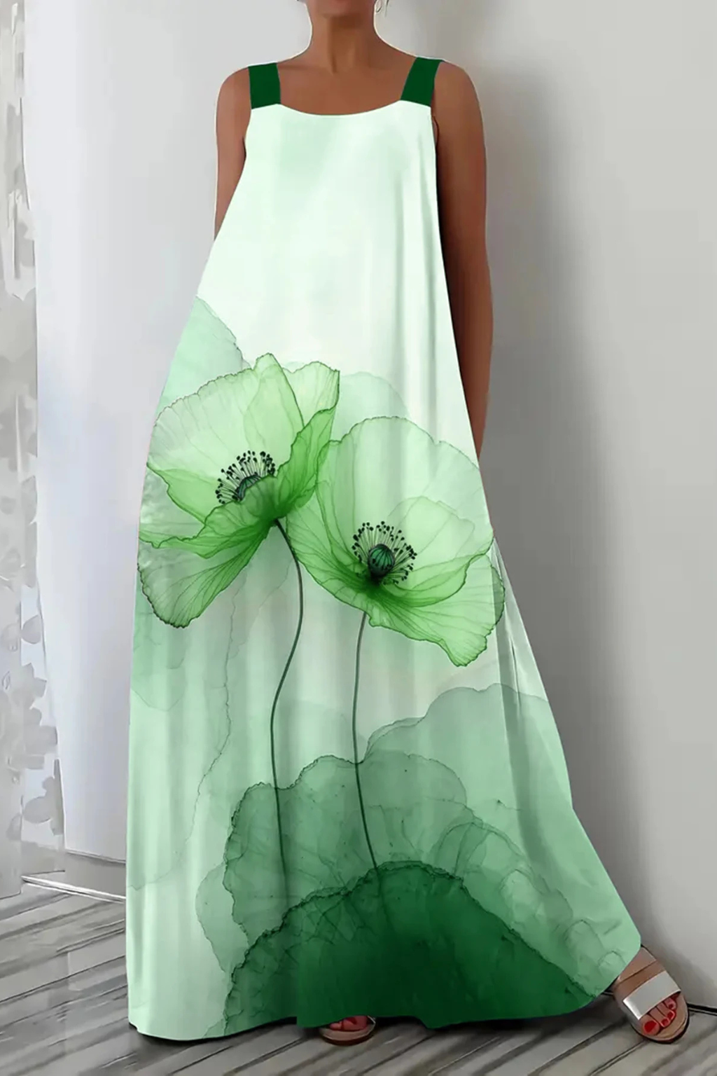 Women's Lightweight Floral Print Maxi Dress | Elegant Sleeveless Summer Gown 7