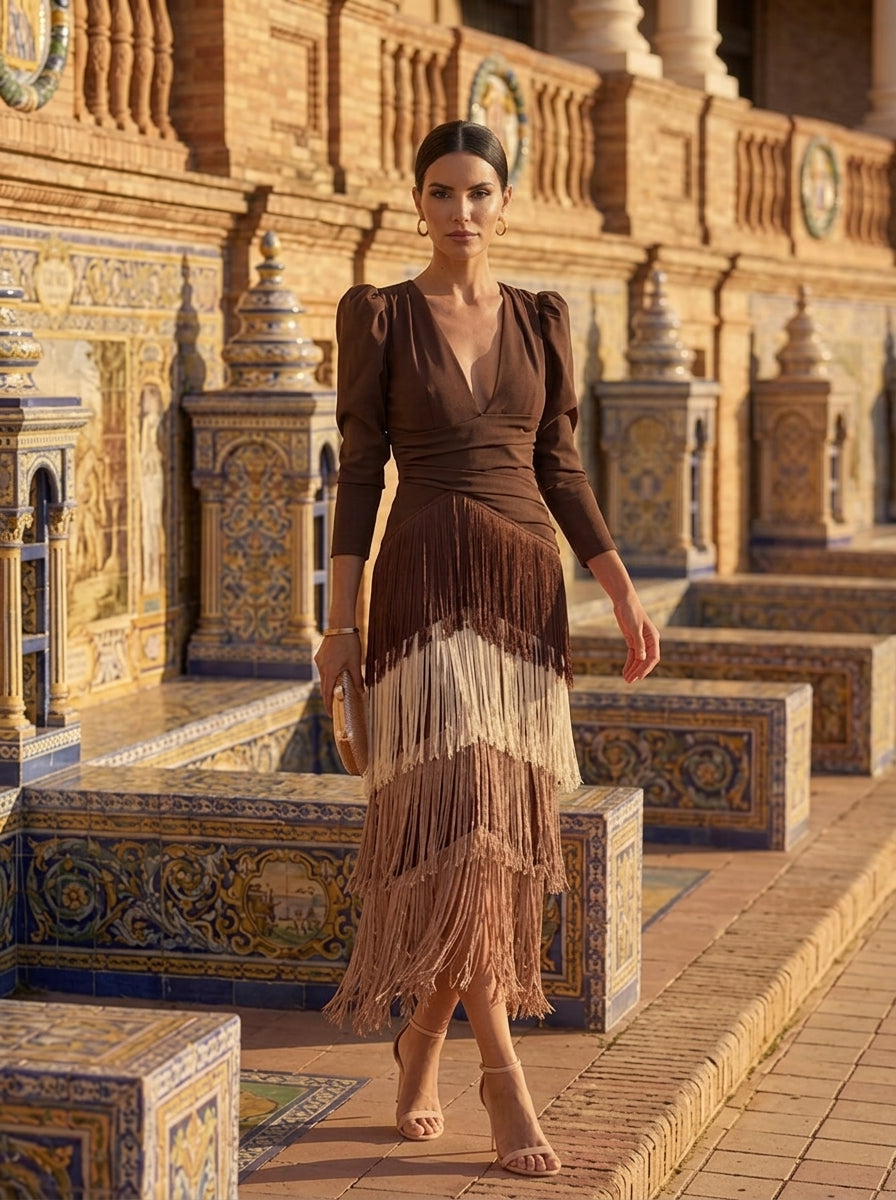 Women's Lightweight Polyester Maxi Dress | Elegant Cascading Summer Dress 0