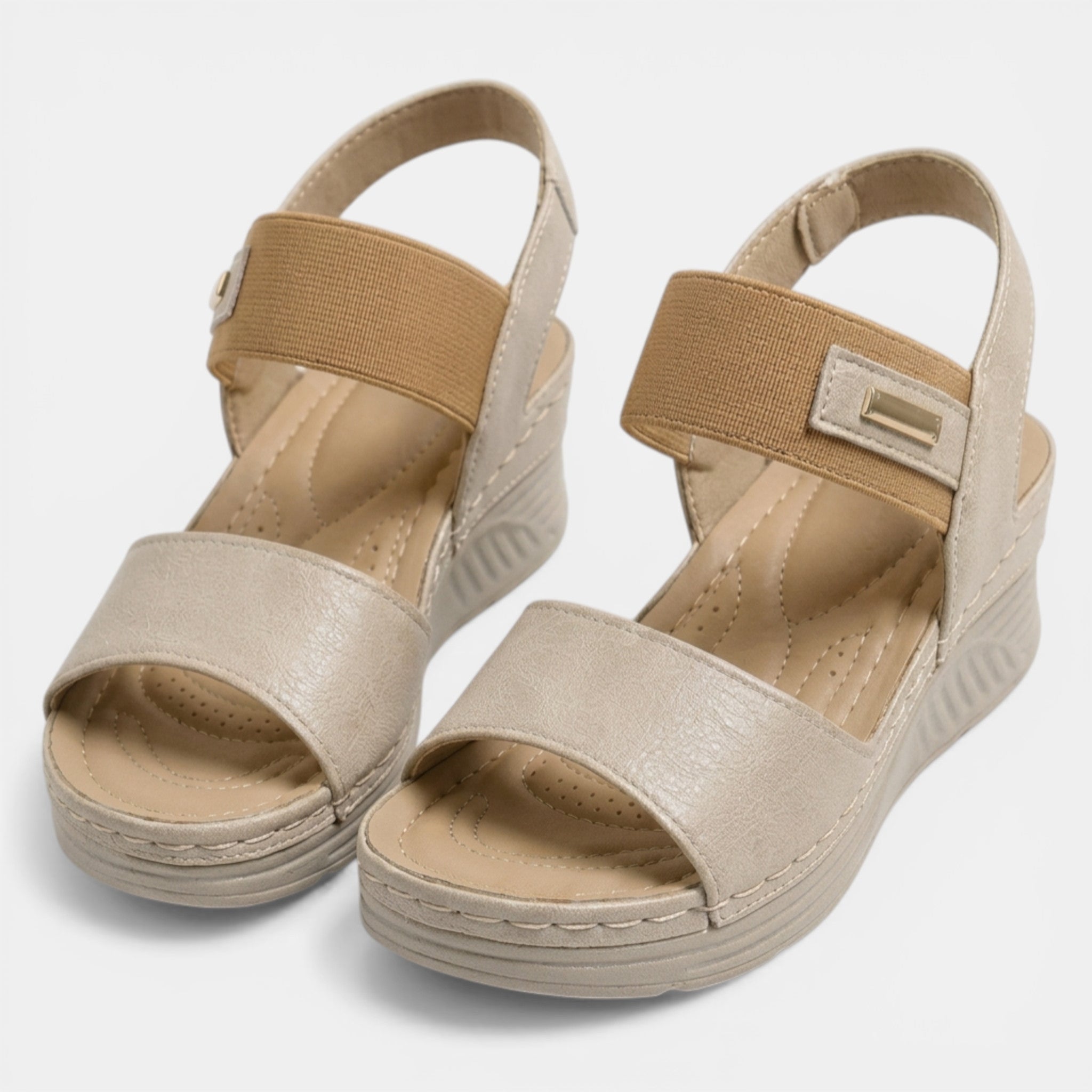 Womens PU Leather Open Toe Wedge Sandals | Stylish Comfortable Double Strap Design 1