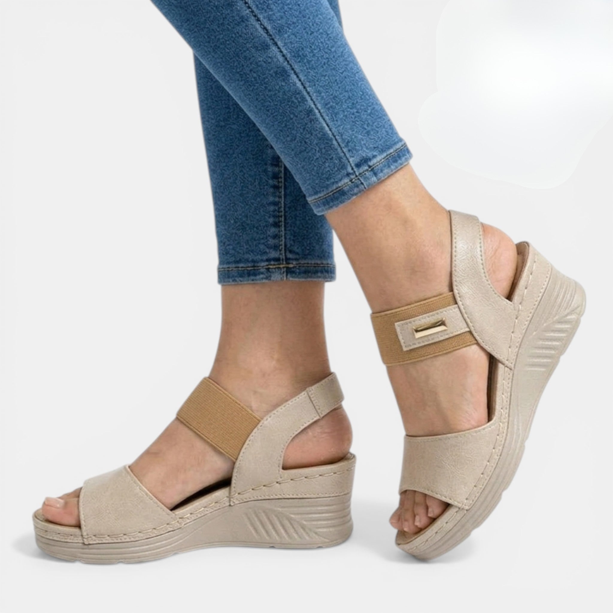 Womens PU Leather Open Toe Wedge Sandals | Stylish Comfortable Double Strap Design 2