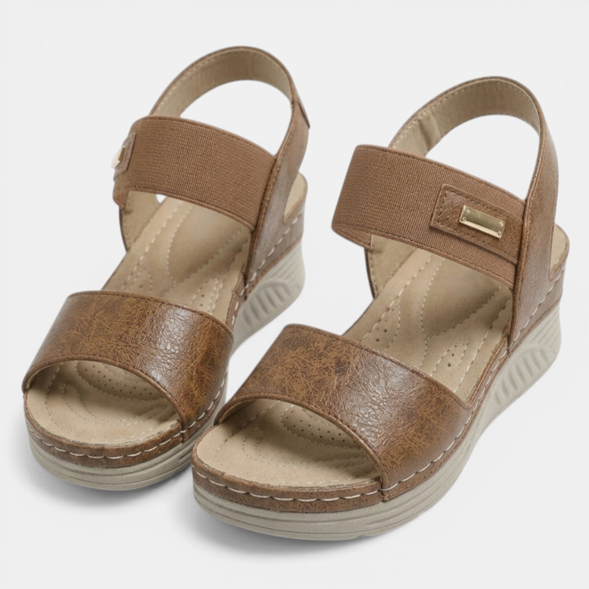 Womens PU Leather Open Toe Wedge Sandals | Stylish Comfortable Double Strap Design 5