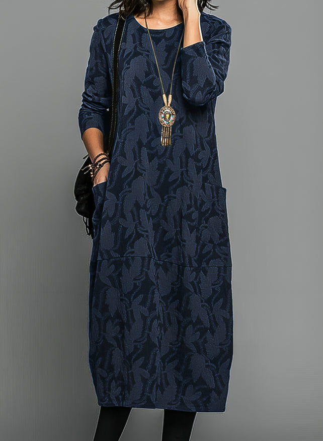 Women's Printed Midi Dress | Elegant Long Sleeve Formal Dress for Weddings and Special Occasions 2