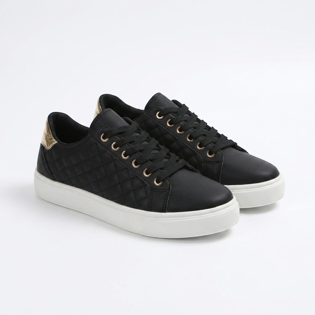 Women's Smooth Quilted Lace-Up Sneakers | Stylish Low-Top White Casual Shoes 7