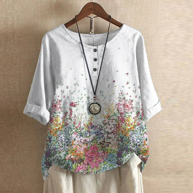 Women's Soft Floral Blouse | Elegant Vintage-Inspired Top | Relaxed Fit Summer Shirt 6