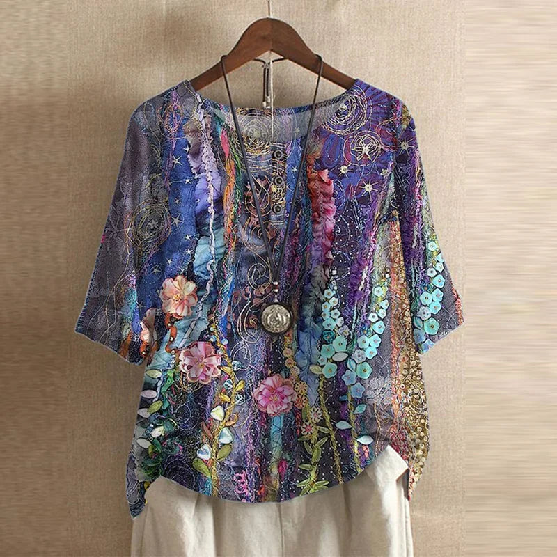 Women's Soft Floral Blouse | Elegant Vintage-Inspired Top | Relaxed Fit Summer Shirt 8