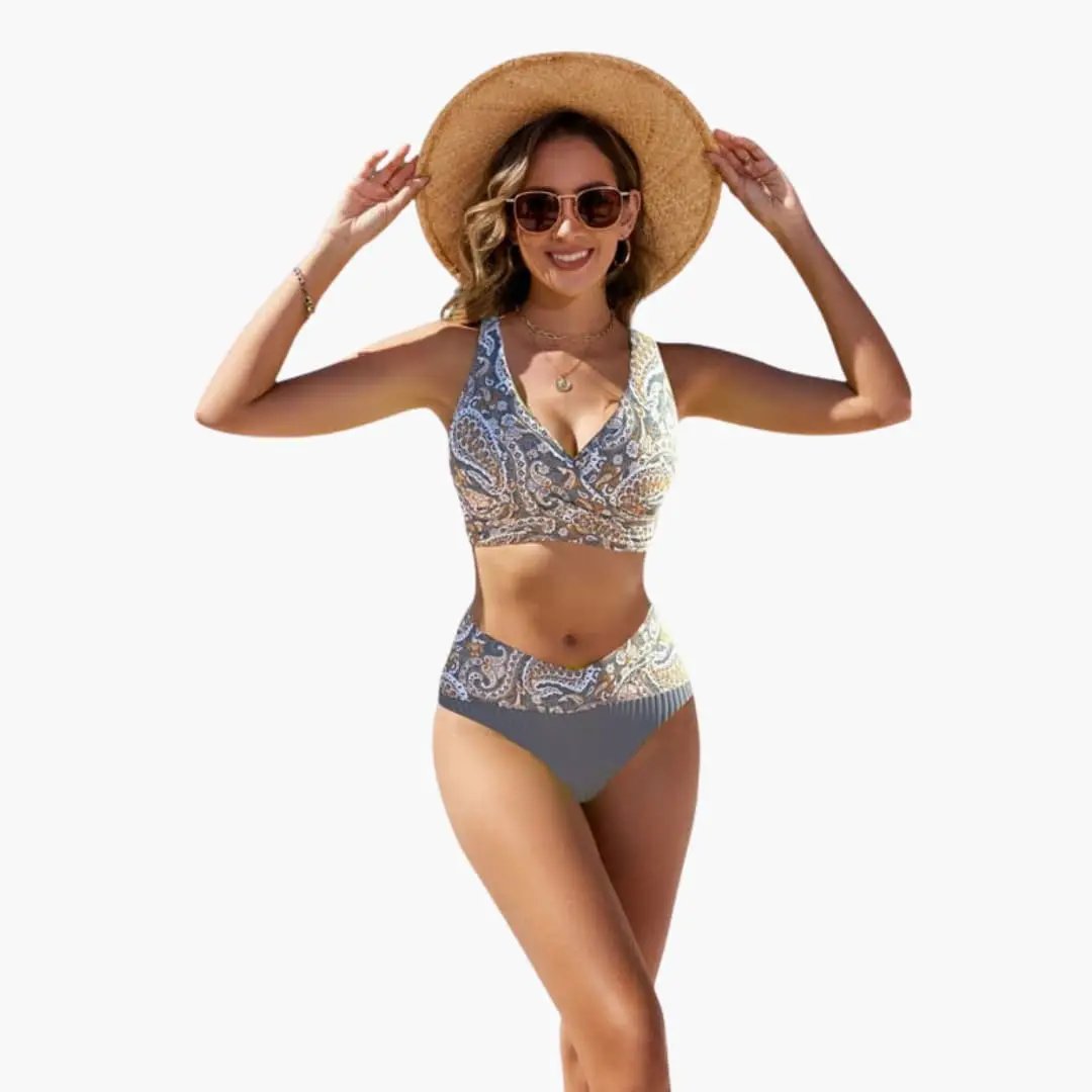 Womens Stretch Fabric Crossover Bikini Set | Adjustable Two-Piece Summer Swimwear 4