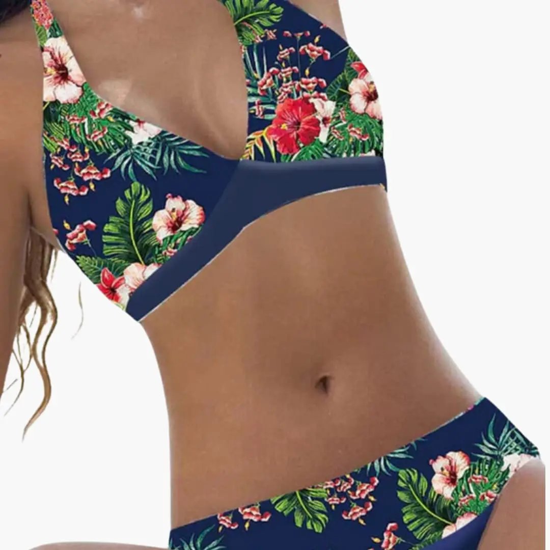Womens Stretch Fabric Halter Bikini Set | Chic Open-Back Summer Swimwear 2