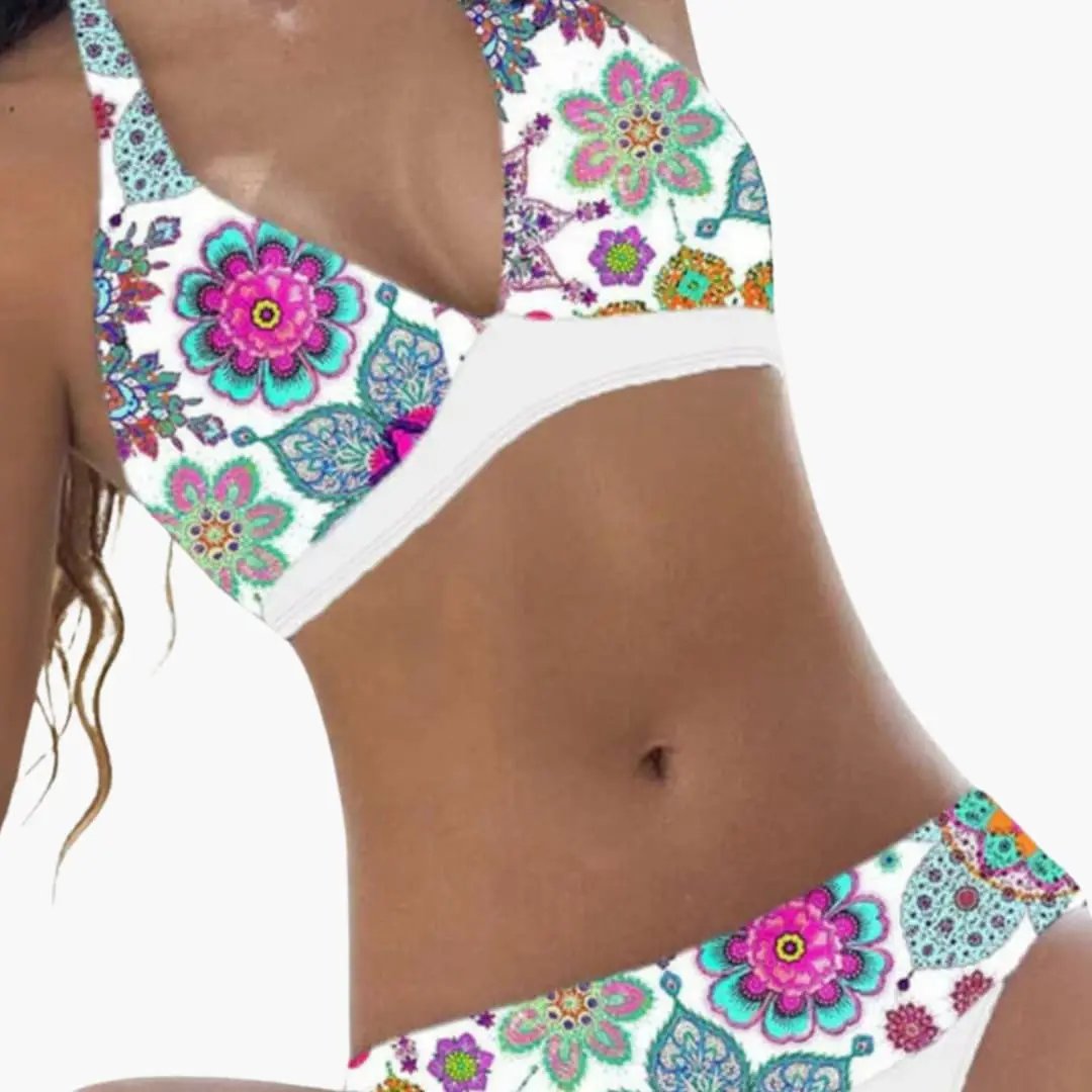 Womens Stretch Fabric Halter Bikini Set | Chic Open-Back Summer Swimwear 5