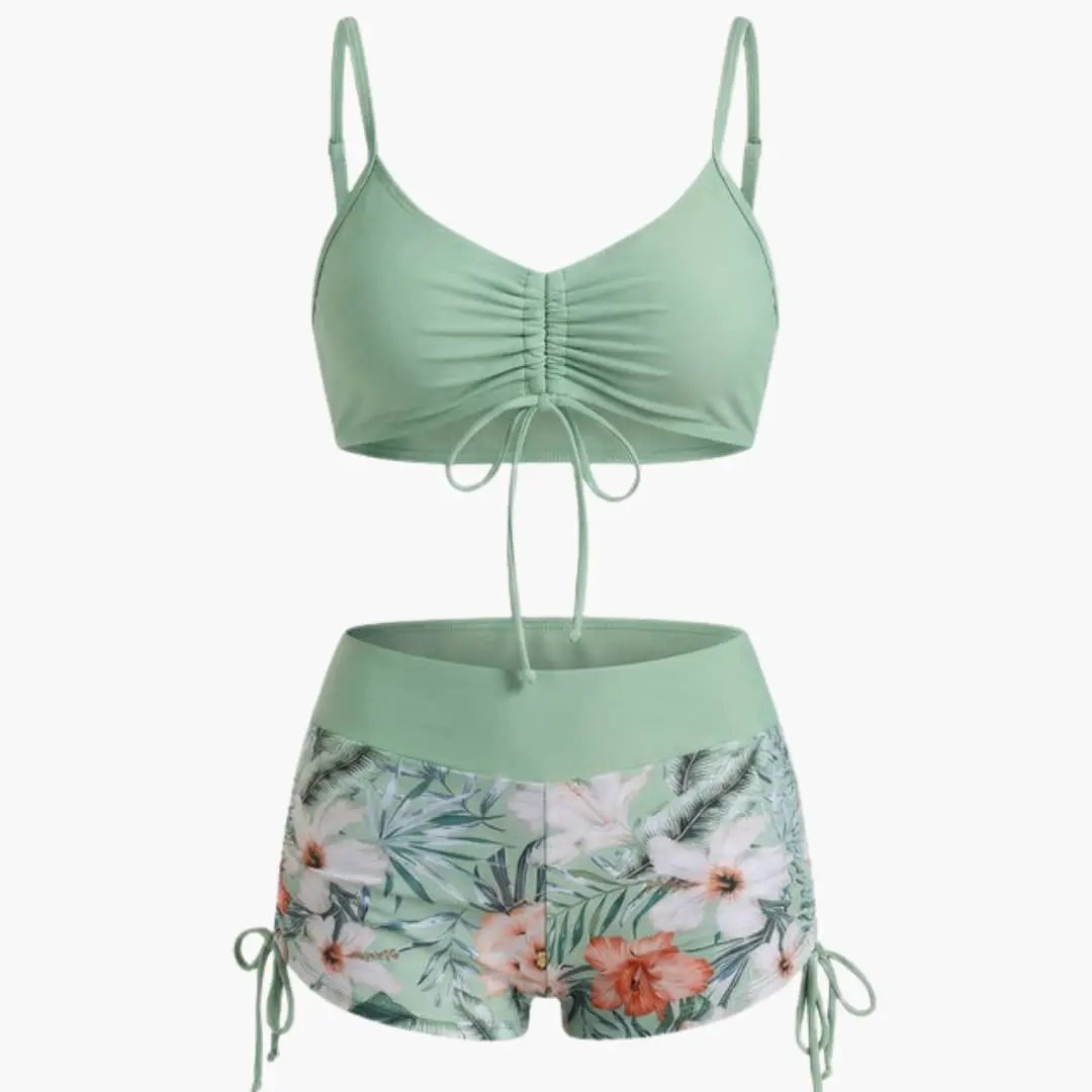 Womens Stretch Floral High-Waisted Bikini Set | Comfortable Two-Piece Swimwear for Summer 2
