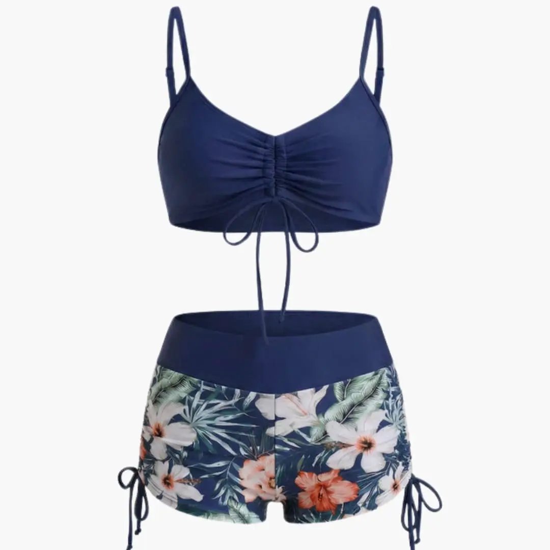 Womens Stretch Floral High-Waisted Bikini Set | Comfortable Two-Piece Swimwear for Summer 5